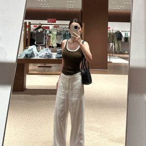 White Linen Wide-Leg Pants Women 2025 Summer High Waist Slimming Casual Trousers
