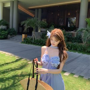 Women's Sleeveless Chiffon A-Line Dress Resort Vacation Style