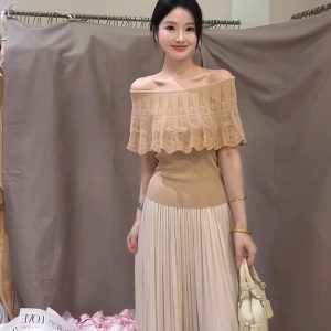Off-Shoulder Ruffle Cutout Knit Top in Orange Pink - Style f567e3