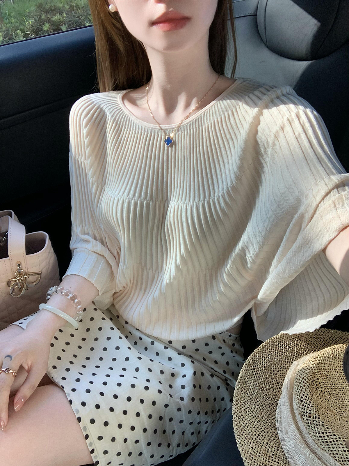 Summer Korean Style Pleated Solid Ice-Feel Top