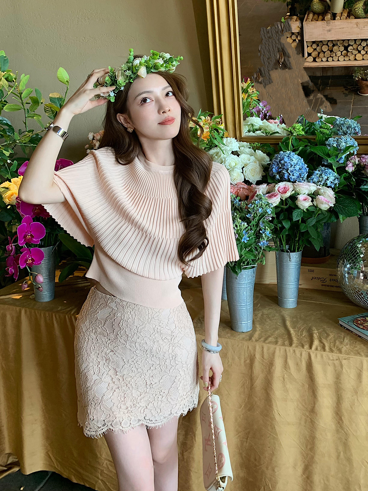 Summer Korean Style Slimming Pleated Solid Ice-Feel Top - Style f821fe - Image 3