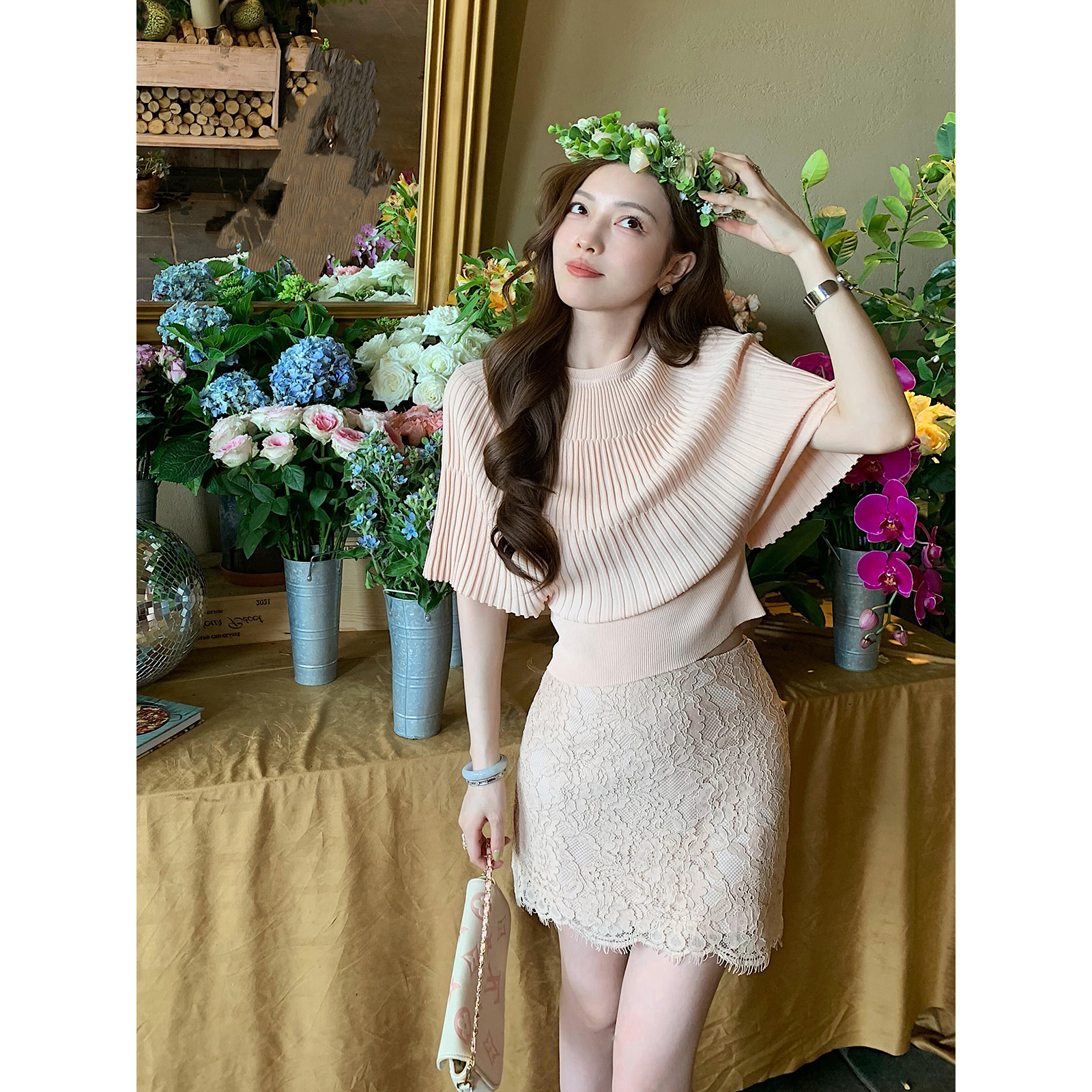 Summer Korean Style Slimming Pleated Solid Ice-Feel Top - Style f821fe - Image 5